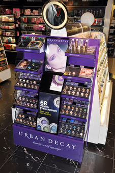 In-store visual merchandising and retail display for Urban Decay Cosmetics
