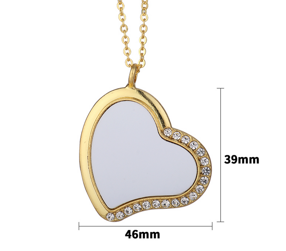 Miniatura: Jewelry Plating Sublimation Blank Rhinestones Heart Necklaces