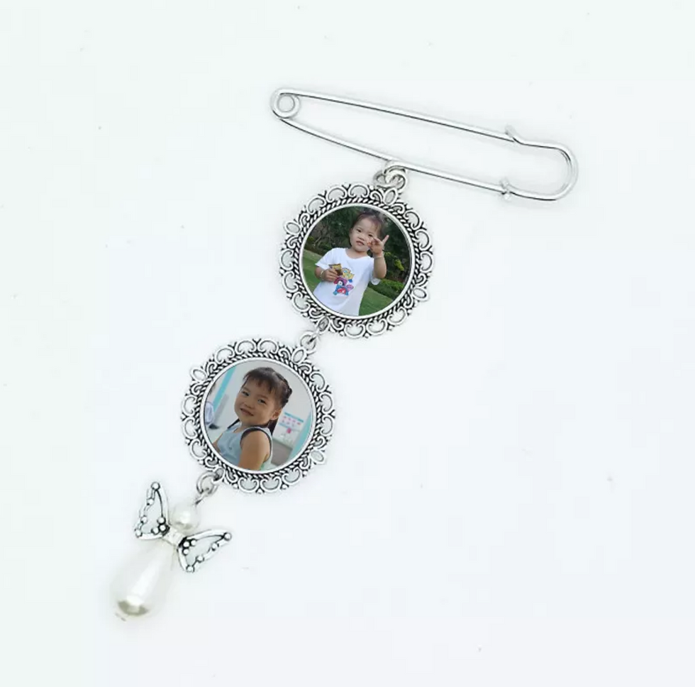 Miniatura: 2 Oval Angel Pin Brooch Metal Wedding