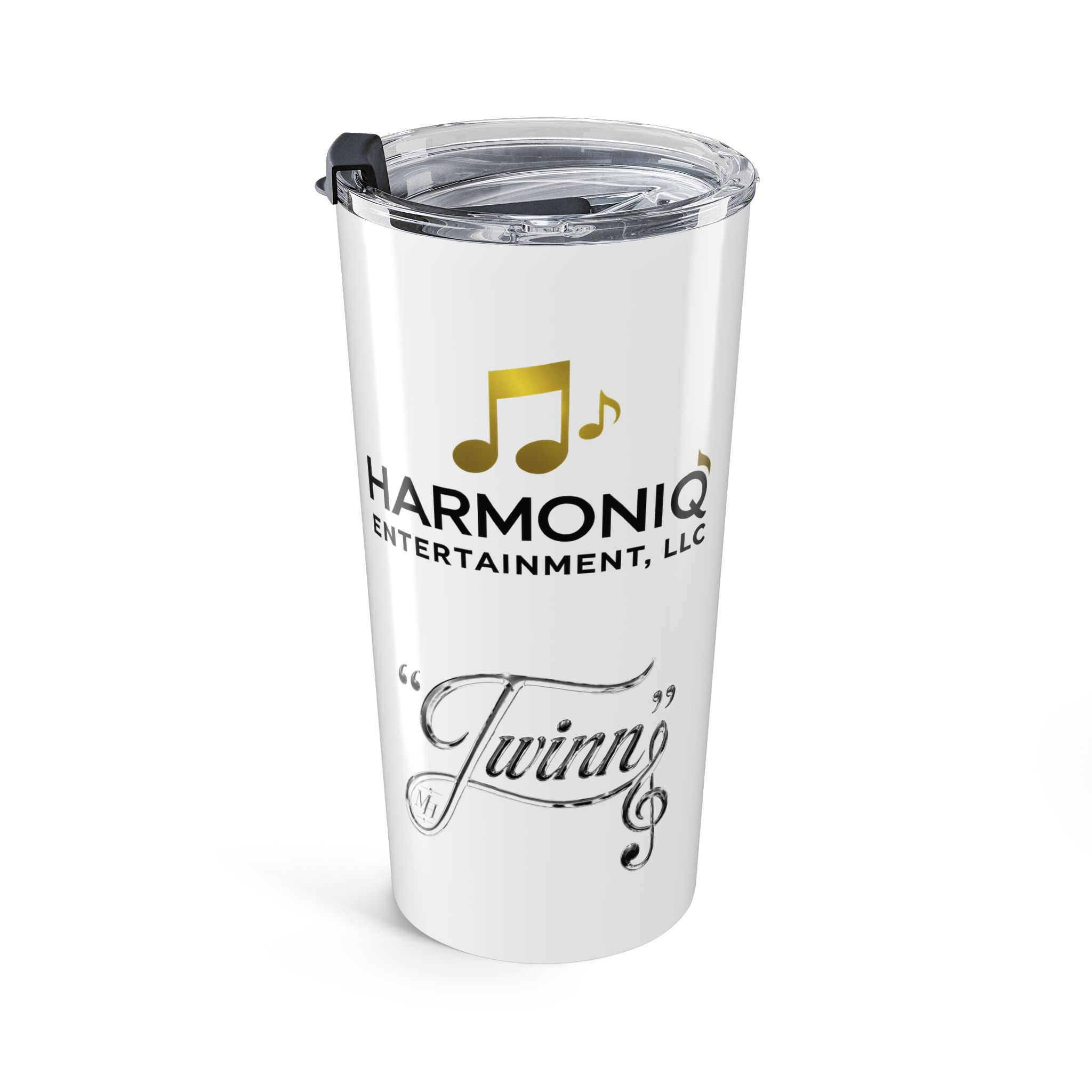 White Harmoniq Entertainment 20oz Tumbler with QR Code