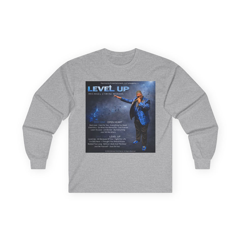 Thumbnail: Level Up Music Long Sleeve Tee — Harmoniq Entertainment 