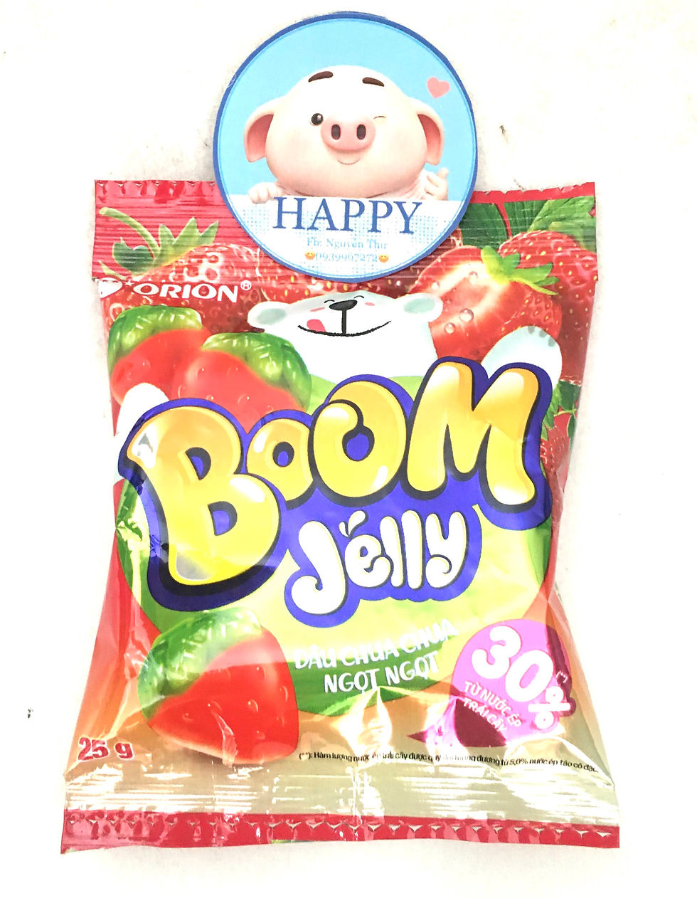 Thumbnail: Kẹo dẻo hương trái cây ORION BOOM JELLY vị đào/ nho/ dâugói 25g