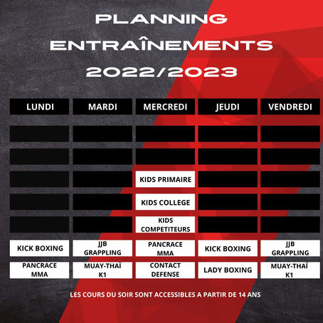 Le planning de la saison 2022/2023 est là !