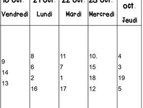 Horaire des présentations