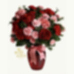 Red roses and pink carnations in vase