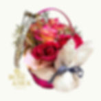 Red and pink roses in basket, Rose And Silk Florist