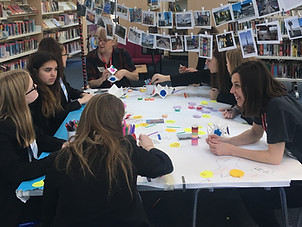 Secondary school students at a creative careers cafe event