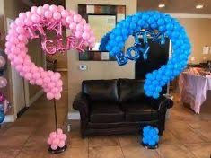 Gender reveal balloon themes: 'IT'S A GIRL?' and 'IT'S A BOY?'