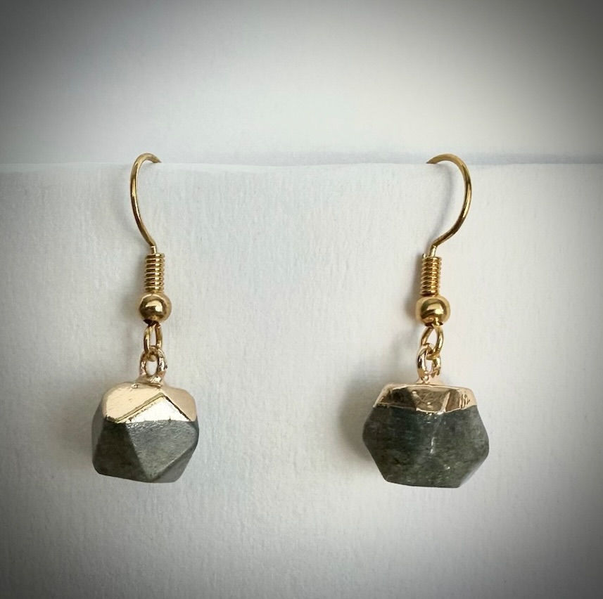 Custom earrings with dark faceted beads