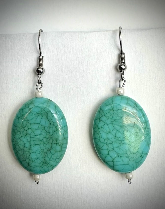 Teal oval custom event accessory earrings
