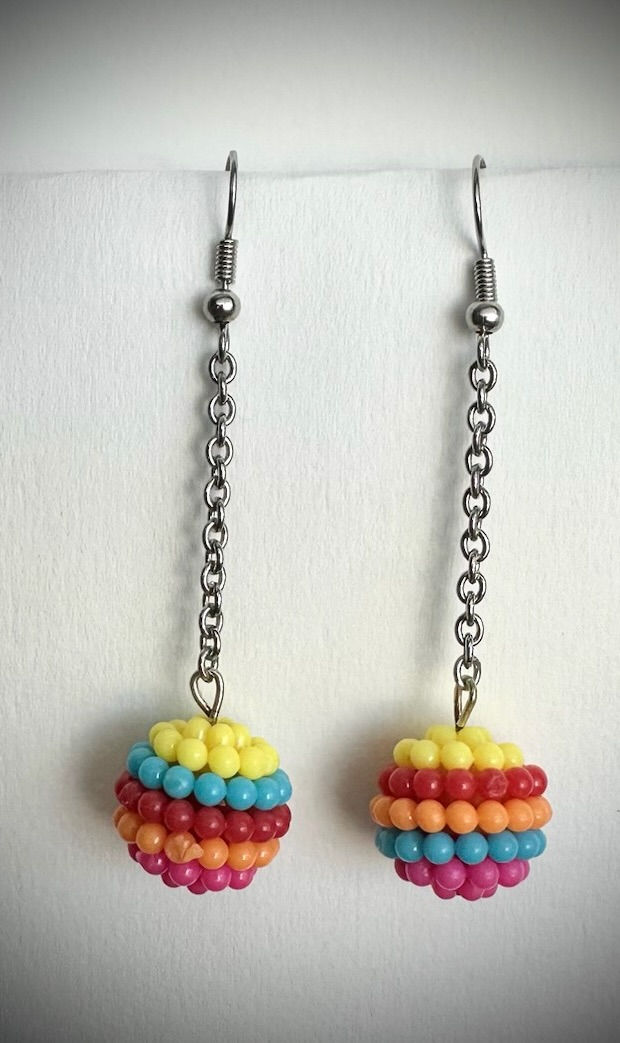 Colorful beaded drop earrings