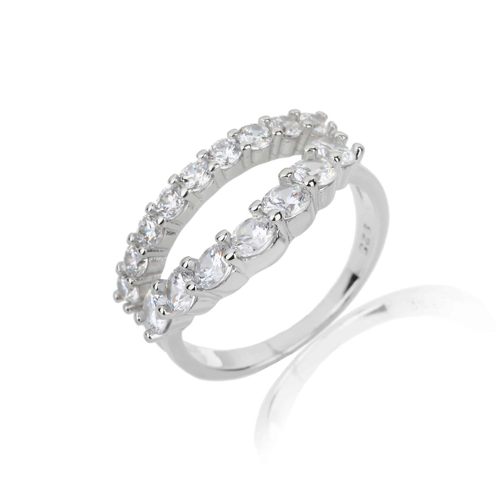 טבעת 2 שכבות מכסף אמיתי Sterling silver S925 משובצת זירקונים "Anisa"