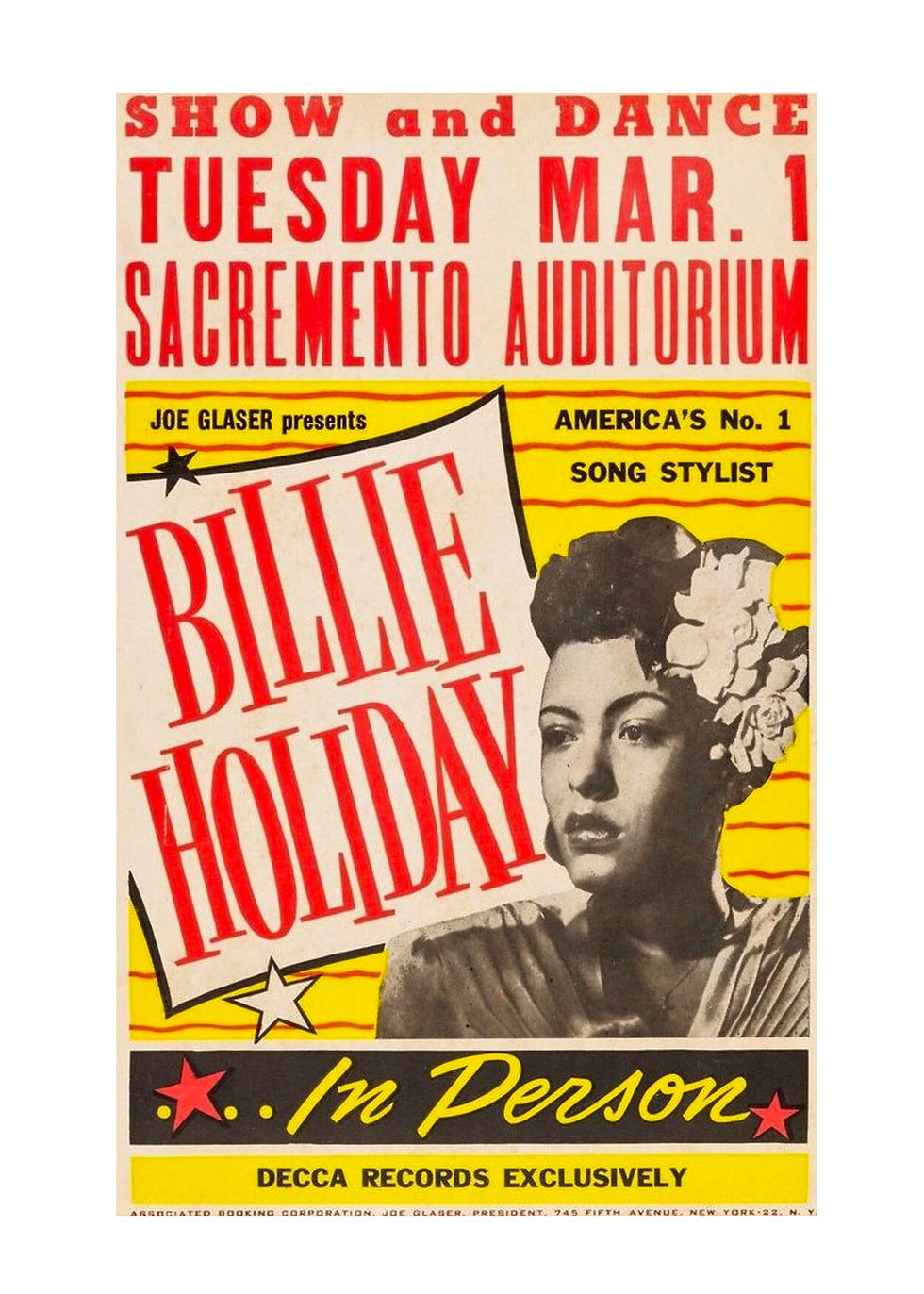 Plakat for Billie Holiday i Sacramento Auditorium, 
