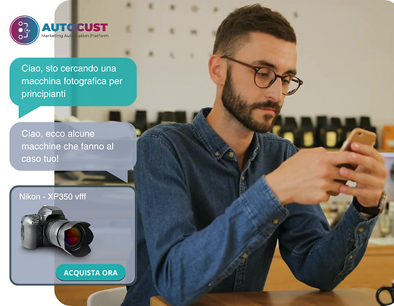 Ragazzo che utilizza l'IA Sales Assistant di Autocust