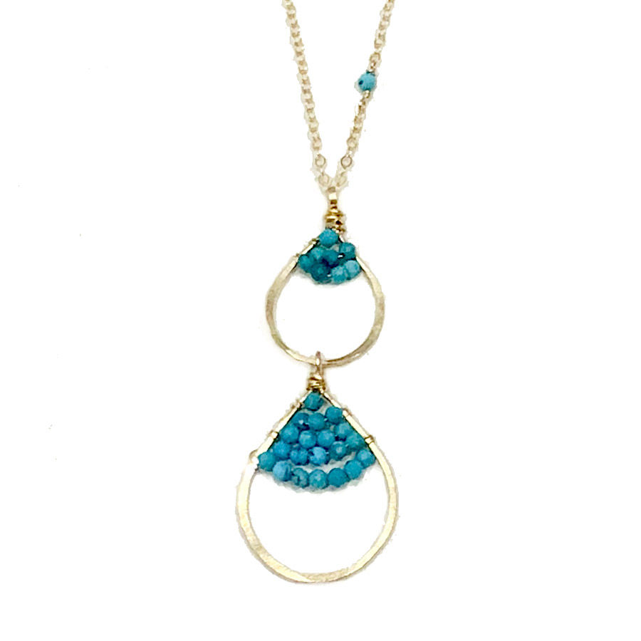 Thumbnail: Double Teardrop Caviar Gem Necklace