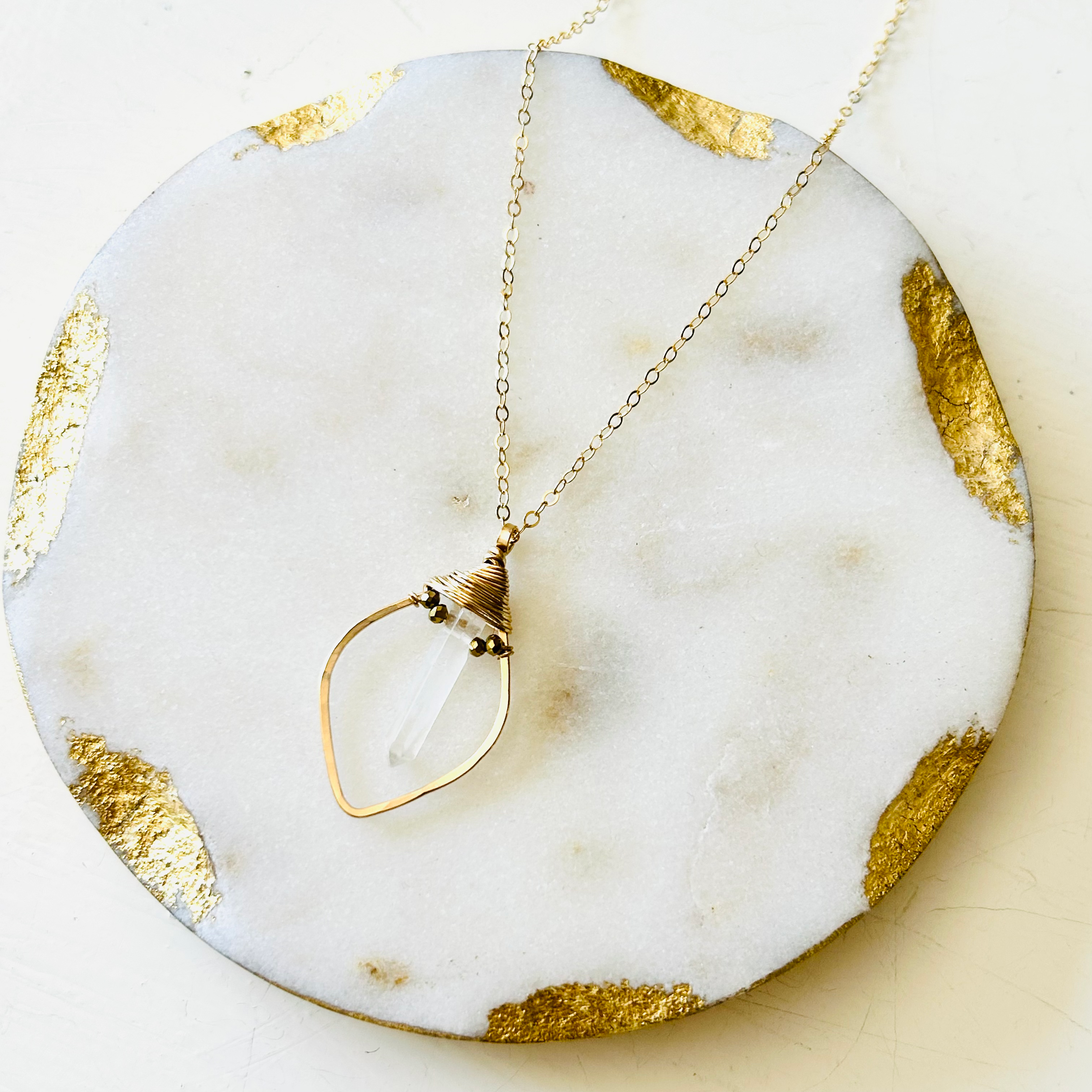 Moroccan Teardrop wired gem necklace