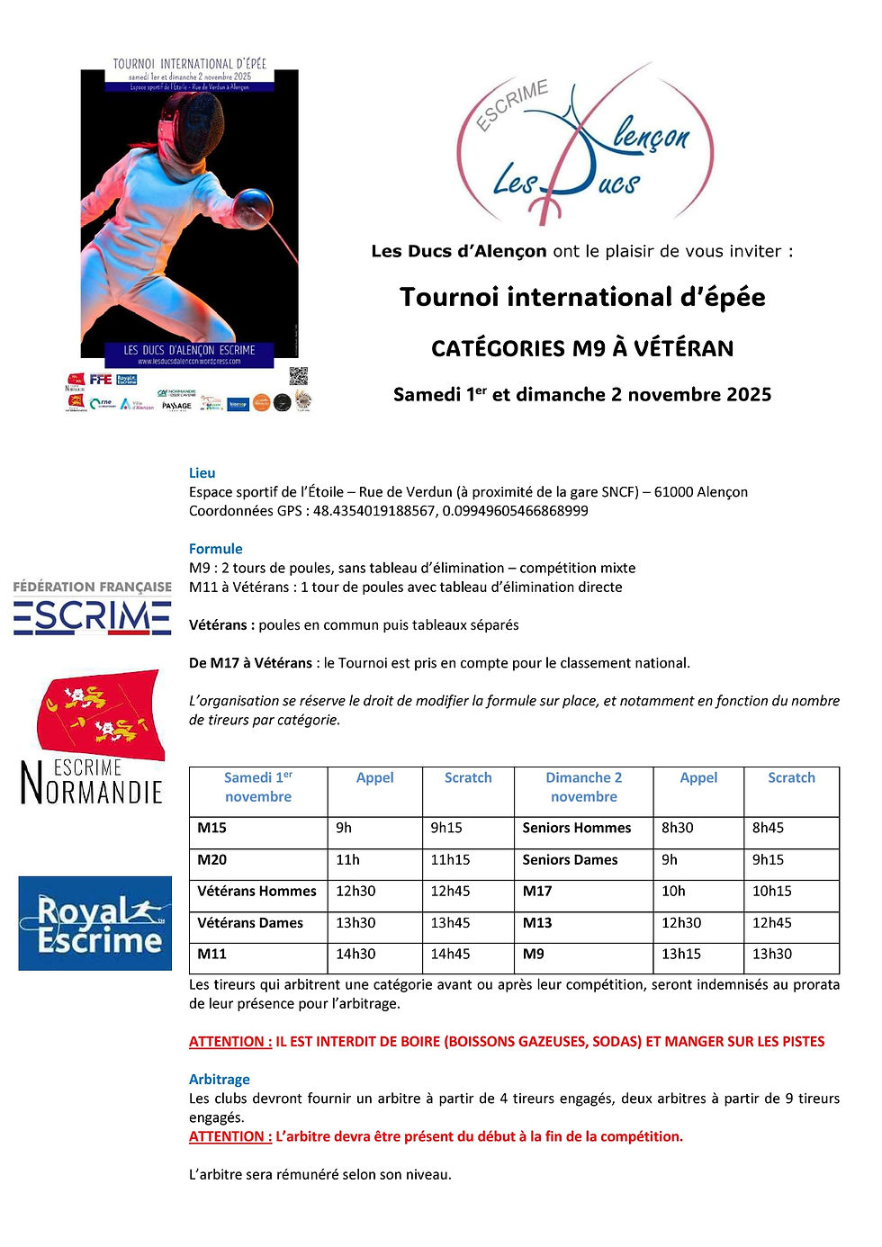 Résultats M15 Dames