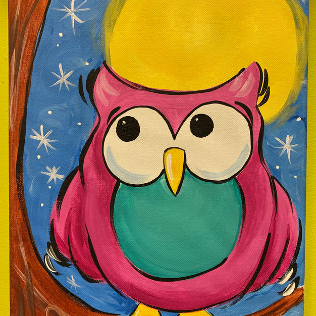 Owl with Moon Canvas