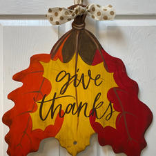 3-Leaf Give Thanks Wood Cutout