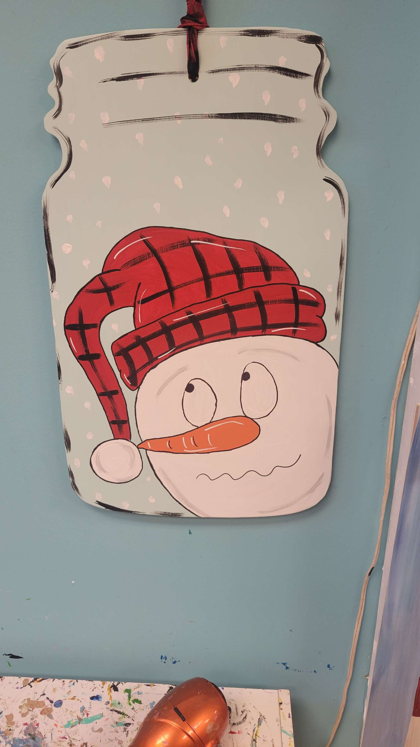 Snowman Mason Jar door hanger