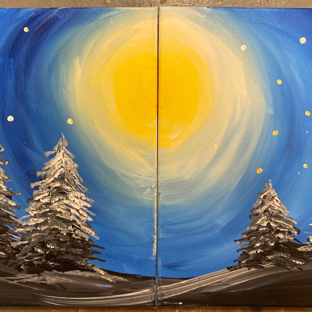Snowy Trees in Moonlight Date Night Canvases