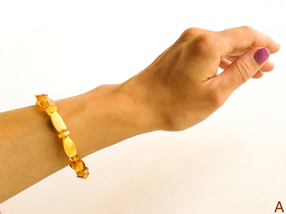 Thumbnail: Rainbow style mix color rectangle amber beads elastic everyday bracelet