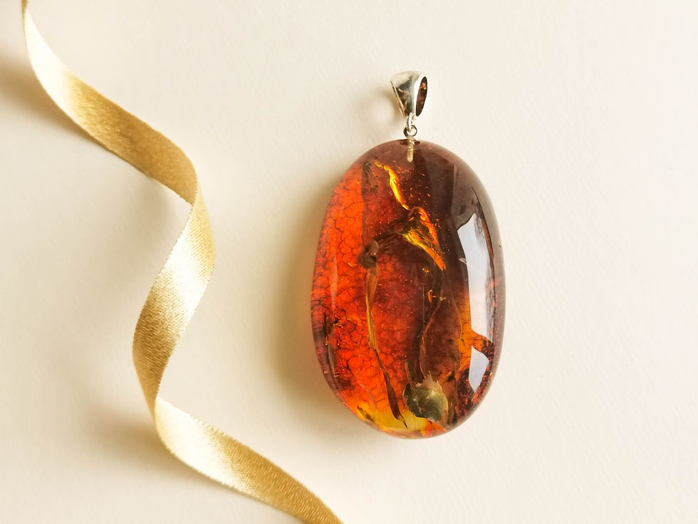 Thumbnail: Dark cognac large oval shape natural amber pendant
