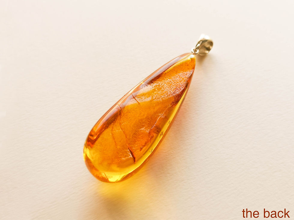 Thumbnail: Not heated natural Baltic amber cognac color tall drop pendant