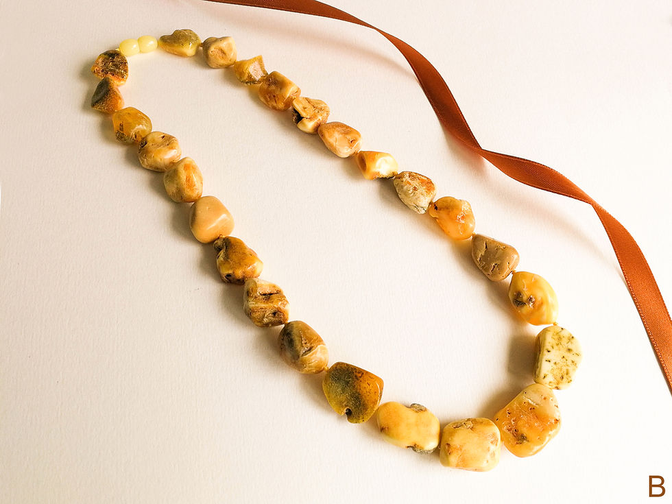 Thumbnail: Not heated raw matt yellow genuine amber natural shape beads necklace