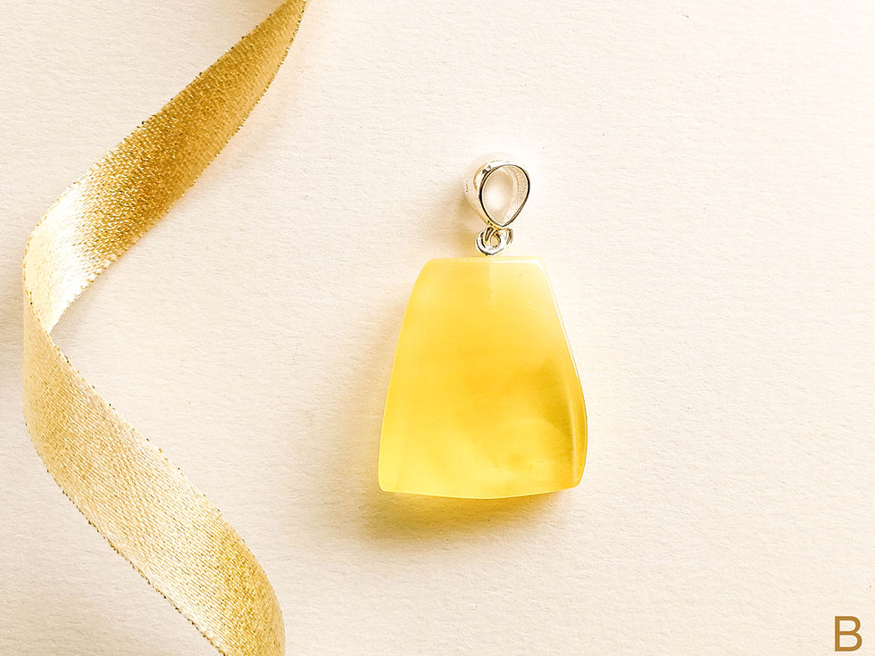 Thumbnail: Not heated natural Baltic amber matt yellow/transparent rectangle shape pendant