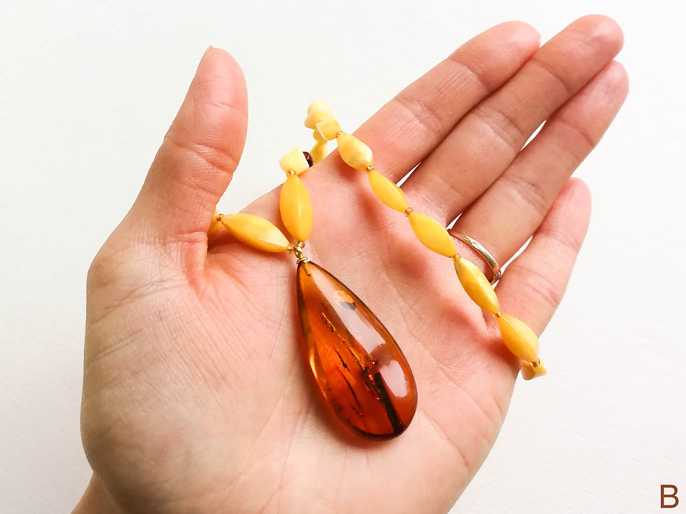 Thumbnail: Natural not heated amber necklace with cherry/cognac drop pendant