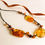 Thumbnail: Light cognac color natural amber necklace with cotton thread