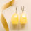 Thumbnail: Matt yellow color shiny rectangle shape natural amber earrings