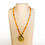 Thumbnail: Natural amber flat round brown and green colors pendant necklace