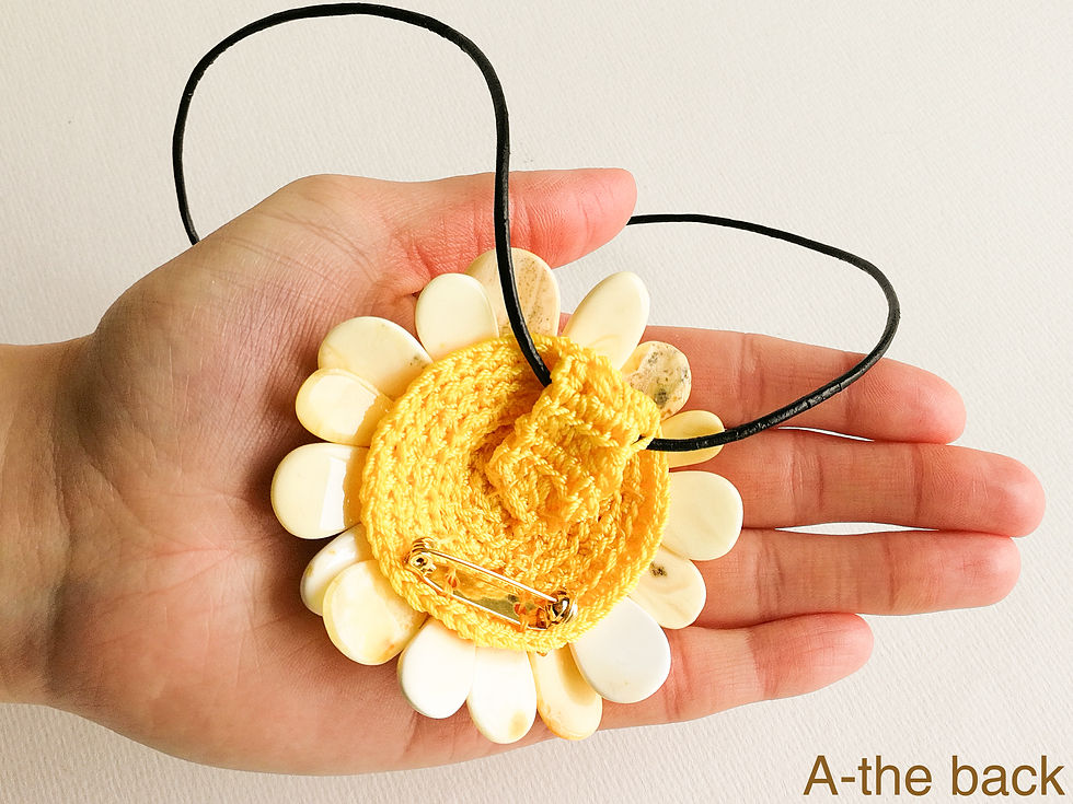 Thumbnail: Large natural super white color amber flower pendant/brooch