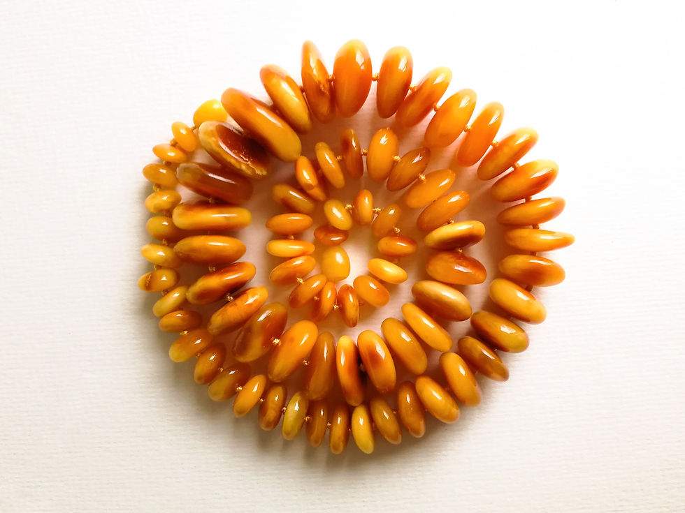 Thumbnail: Caramel color not heated natural amber tablets necklace