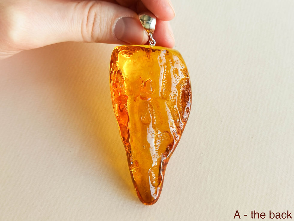 Thumbnail: NOT heated Royal cognac very large tusk shape genuine amber pendant