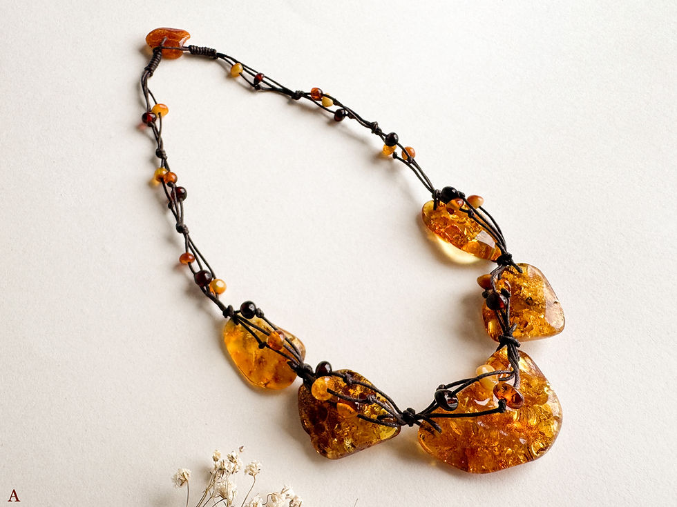 Thumbnail: Natural Baltic amber 5 stones multicolor necklace