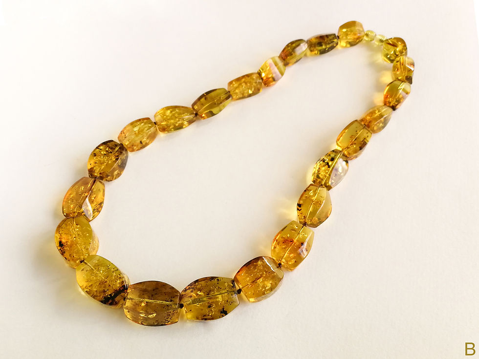 Thumbnail: Rectangular shape shiny green color natural Colombian copal necklace for women