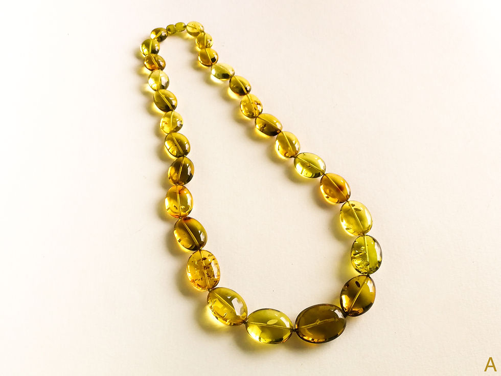 Thumbnail: Oval shape natural Colombian copal green necklace for women