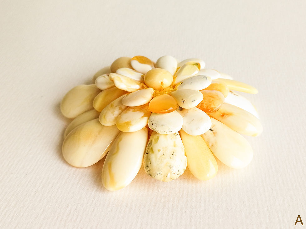 Thumbnail: Large natural super white color amber flower pendant/brooch