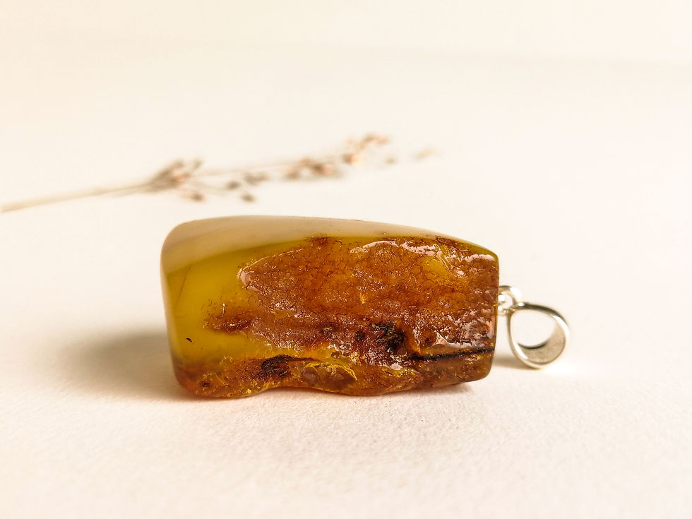 Thumbnail: Not heated natural caramel brown Baltic Amber pendant