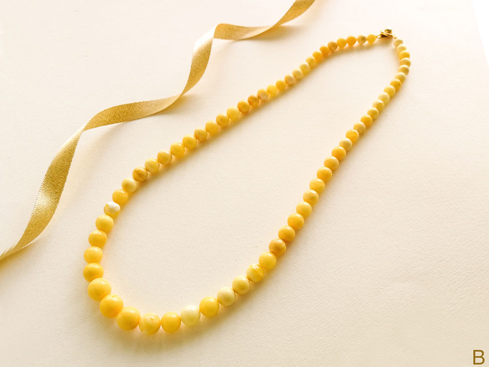 Thumbnail: Matt yellow color perfect round 5,5mm - 9,5mm size beads necklace