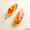 Thumbnail: Cognac color large rectangle shape genuine amber earrings