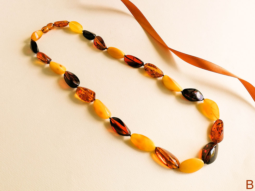 Thumbnail: Mix color natural amber twisted shape beads necklace