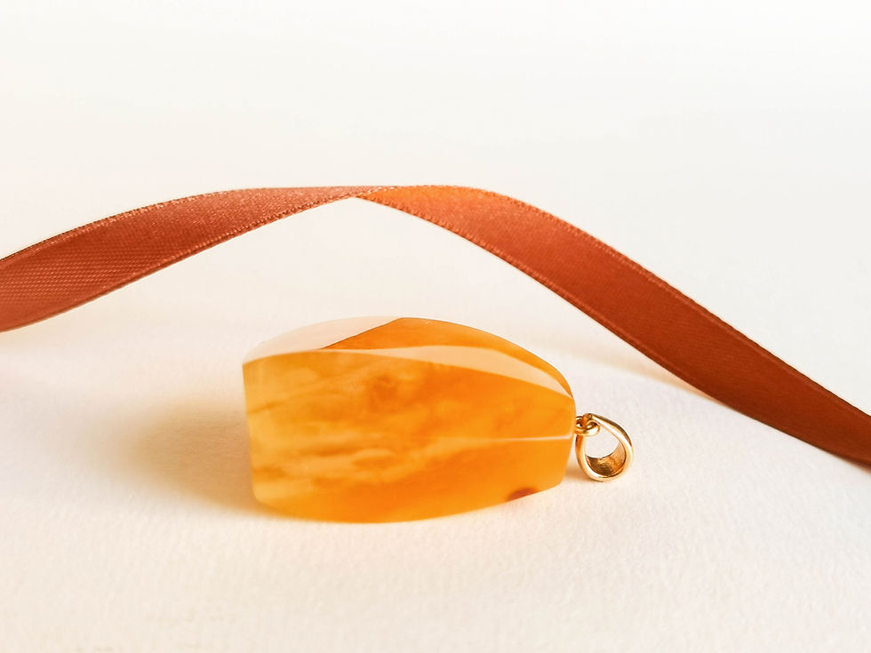 Thumbnail: Medium size not heated natural Baltic yellow/orange color pendant