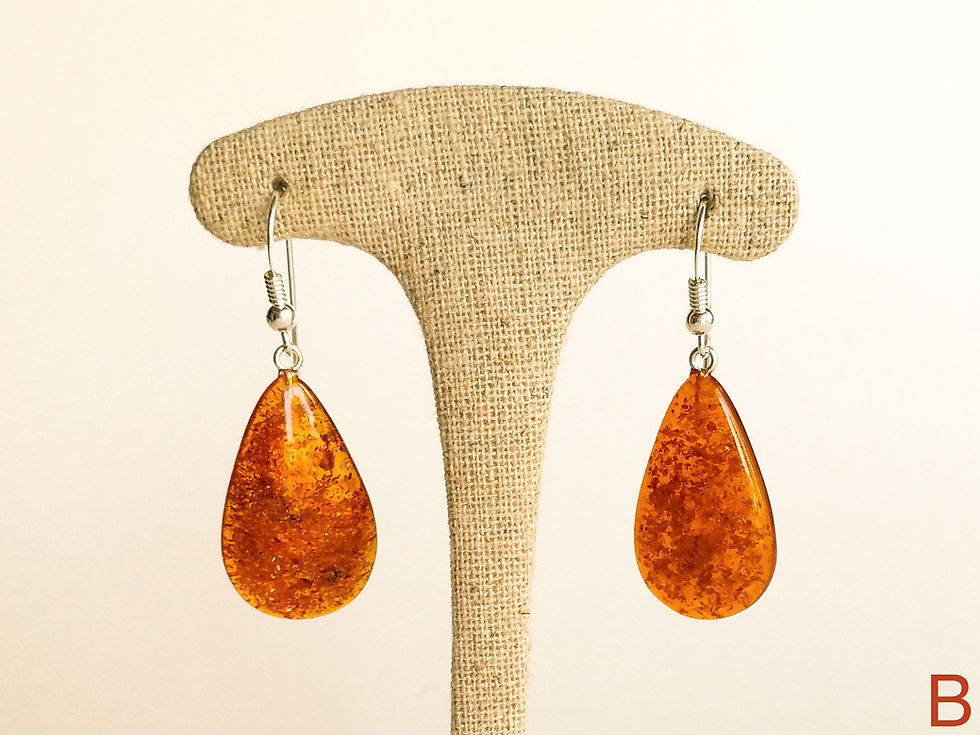 Thumbnail: Bright cognac color lightweight amber drop earrings