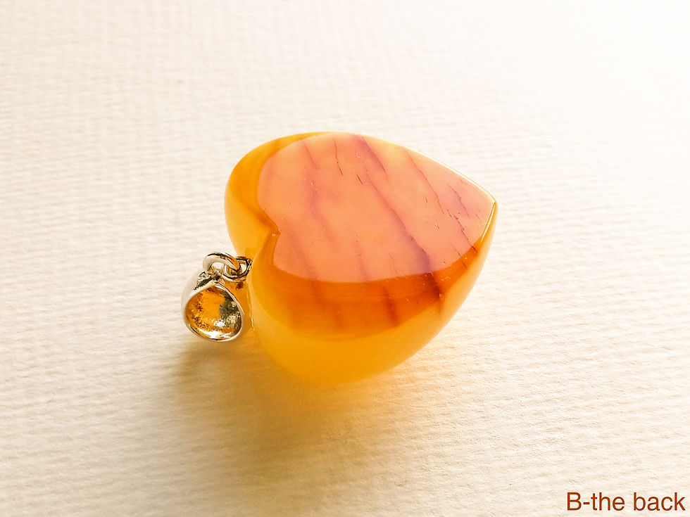 Thumbnail: Large natural not heated matt yellow amber heart pendant