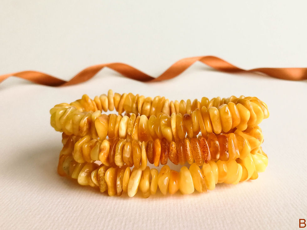 Thumbnail: A set of 3 natural not heated matt yellow amber chips bracelets