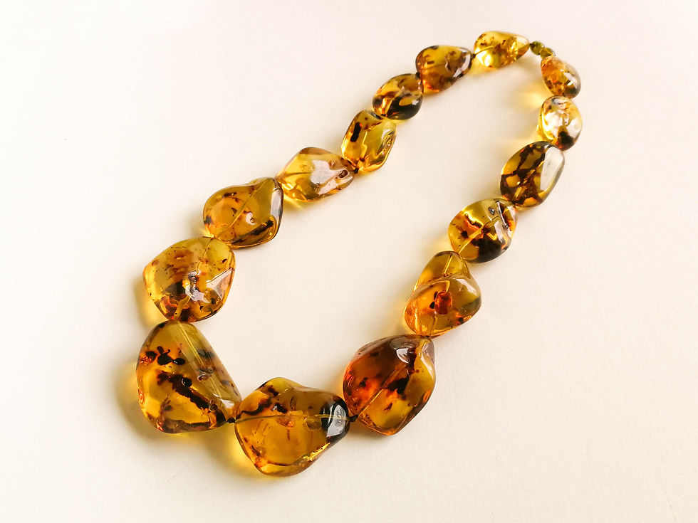 Thumbnail: Natural Colombian copal light cognac color large natural shape necklace